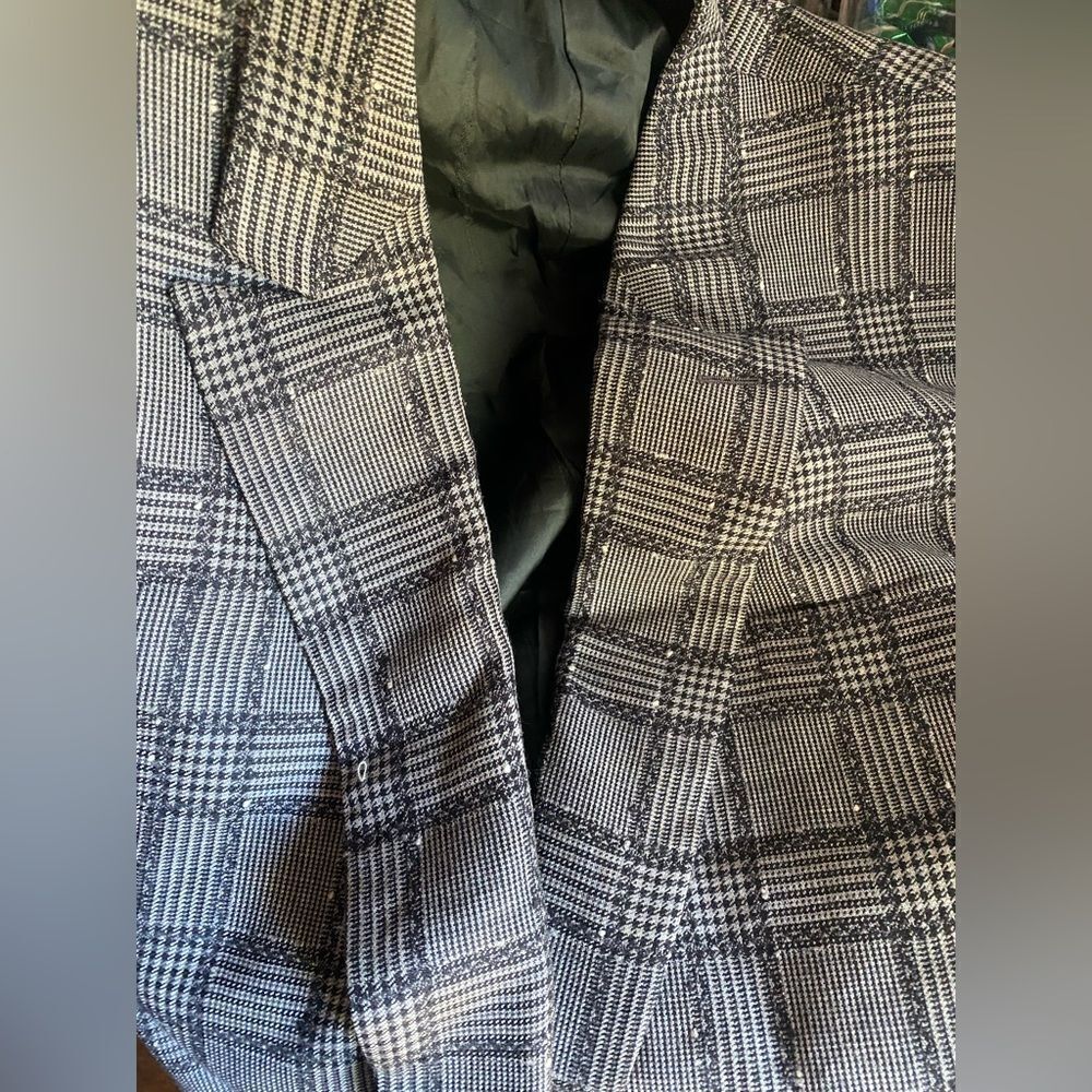 Vintage Gianni Versace 80s-90s Black/Gray Plaid Made In Italy Blazer Wool Blend - Picture 7 of 16